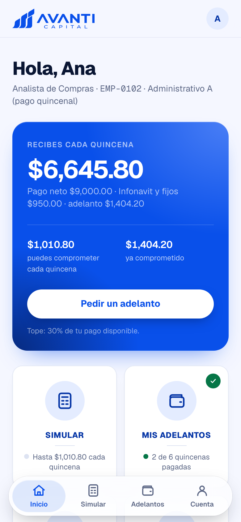 Pantalla: Inicio