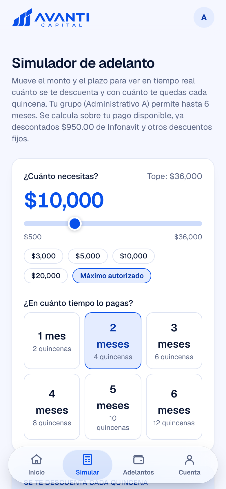 Pantalla: Simular